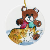 Kitens Teddy-Bärn-Nickerchen Keramik Ornament (Vorne)