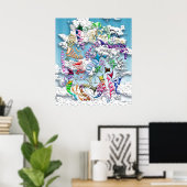 Kites bekämpfen — blau poster (Heimbüro)
