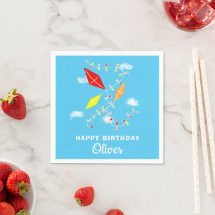 Kites Blue Sky Kinder Happy Birthday Party Serviette