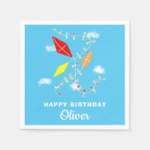 Kites Blue Sky Kinder Happy Birthday Party Serviette (Vorderseite)