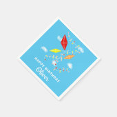 Kites Blue Sky Kinder Happy Birthday Party Serviette (Ecke)