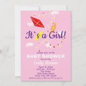 Kites in Pink Sky Es ist eine Girl Baby Dusche Einladung (Vorderseite)