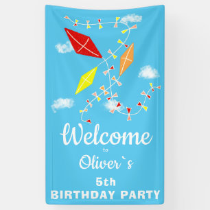 Kites in Sky Blue Kindergeburtstag Party Willkomme Banner