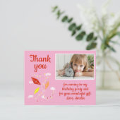 Kites in Sky Pink Girl Photo Birthday Postkarte (Stehend Vorderseite)