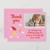 Kites in Sky Pink Girl Photo Birthday Postkarte (Vorne/Hinten)