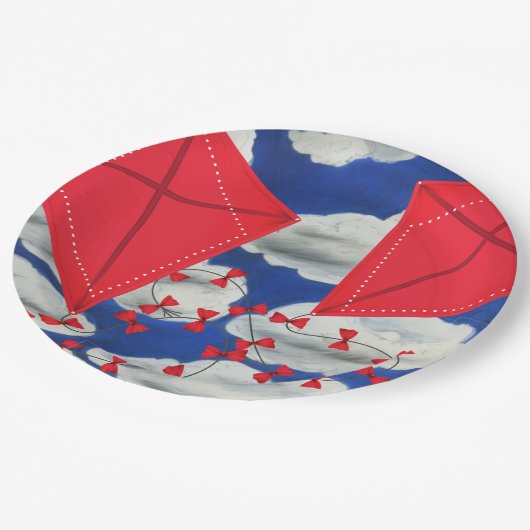 Kites und Klouds Pappteller (Schrägansicht)