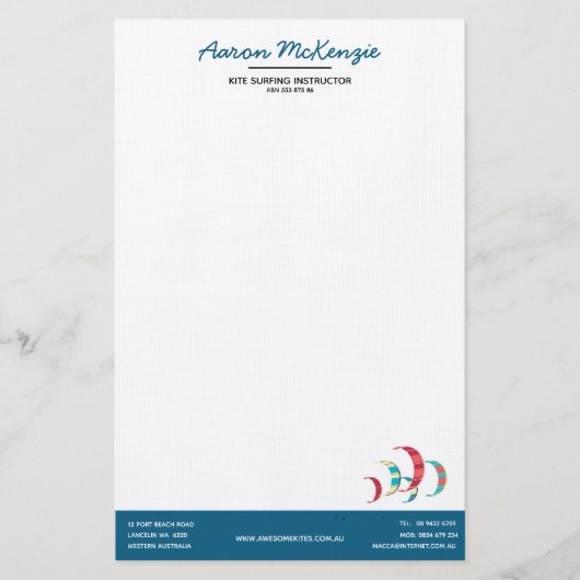 Kitesurfen Briefpapier (Vorderseite)