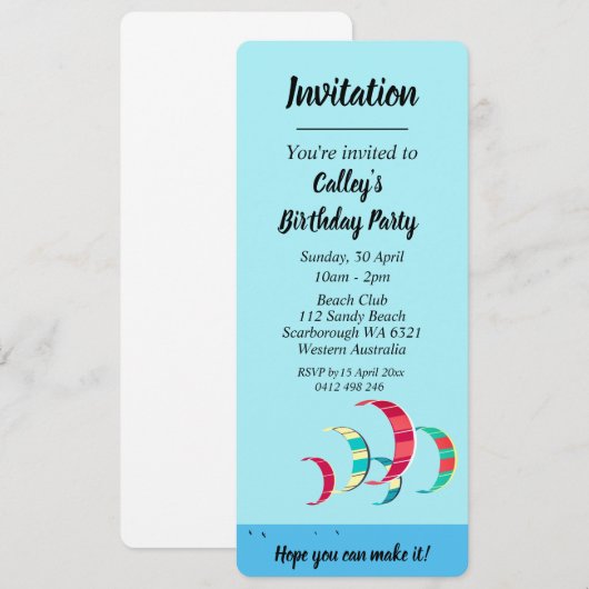 Kitesurfen Einladung (Vorne/Hinten)