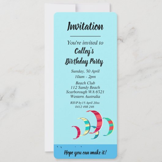 Kitesurfen Einladung (Vorderseite)