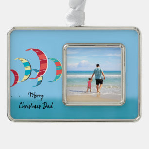 Kitesurfen Foto Weihnachten Rahmen-Ornament Silber