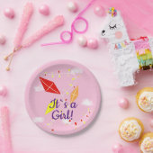 Kitesurfen in Sky Pink Es ist ein Girl Baby Dusche Pappteller (Party)