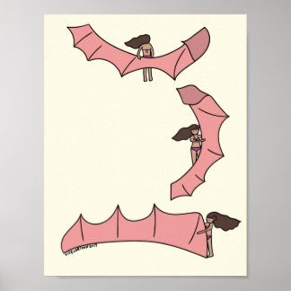 Kitesurfen/Kiteboarding - Kitemädchen mit Kitesurf Poster