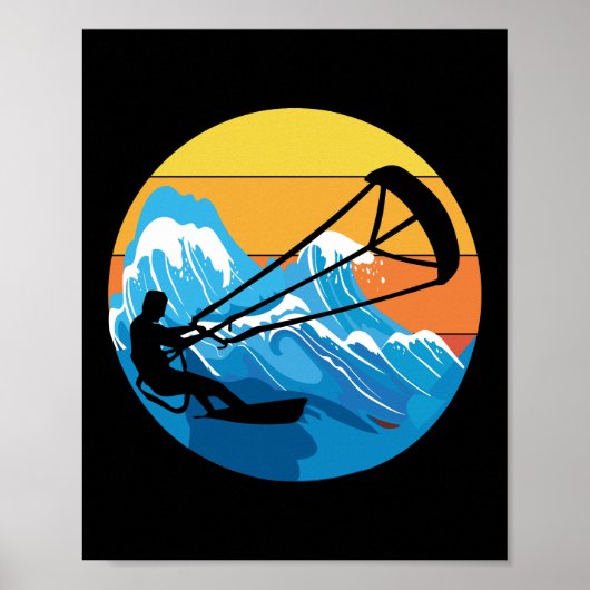 Kitesurfen Kitesurf Kiteboarding Retro Vintag Poster (Vorne)