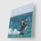 Kitesurfen Quadratische Wanduhr (Winkel)