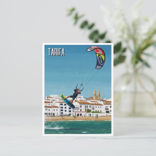 Kitesurfen Tarifa Spanien Postkarte (Stehend Vorderseite)