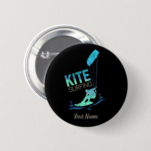 Kitesurfen Vintag Kiteboarder Kitesurfen Button (Vorne & Hinten)