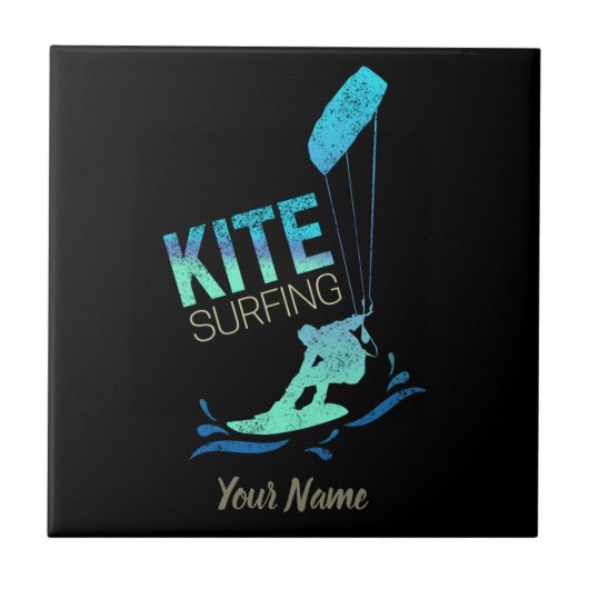 Kitesurfen Vintag Kiteboarder Kitesurfen Fliese (Vorderseite)