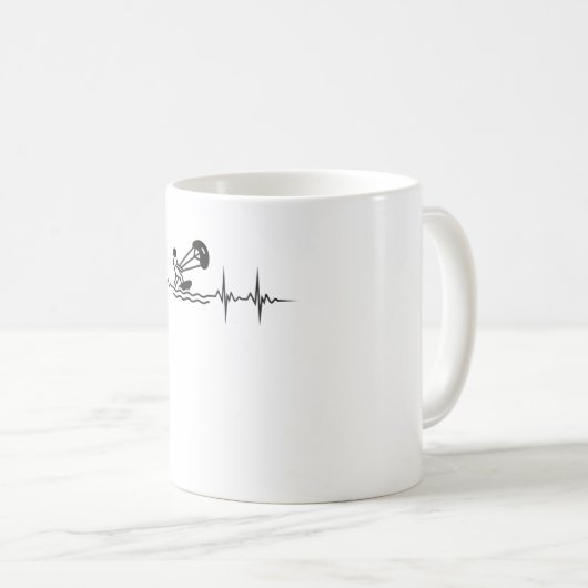 Kitesurfer Heartbeat Kitesurfing Pulse Kiting Kaffeetasse (VorderseiteRechts)