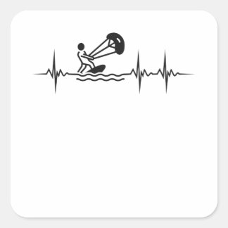 Kitesurfer Heartbeat Kitesurfing Pulse Kiting Quadratischer Aufkleber