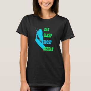 Kitesurfer leben schlafen Stiefel wiederholen blau T-Shirt