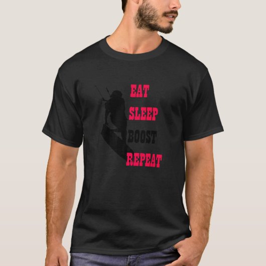 Kitesurfer Life Eat Sleep Boost Repeat Red And Bla T-Shirt (Vorderseite)