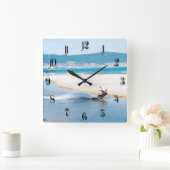 Kitesurfer Quadratische Wanduhr (Zuhause)