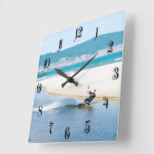 Kitesurfer Quadratische Wanduhr (Winkel)