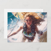 KiteSurffrau Postkarte (Vorne/Hinten)