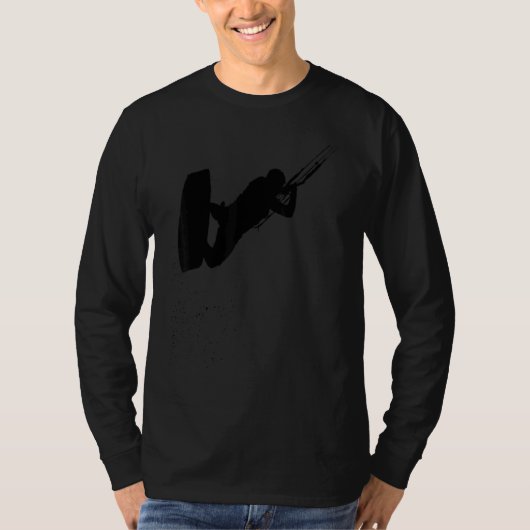 Kitesurfing Action Kite And Surf Silhouette Black T-Shirt (Vorderseite)