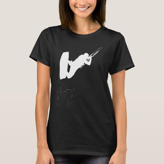 Kitesurfing Action Kite And Surf Silhouette White T-Shirt (Vorderseite)