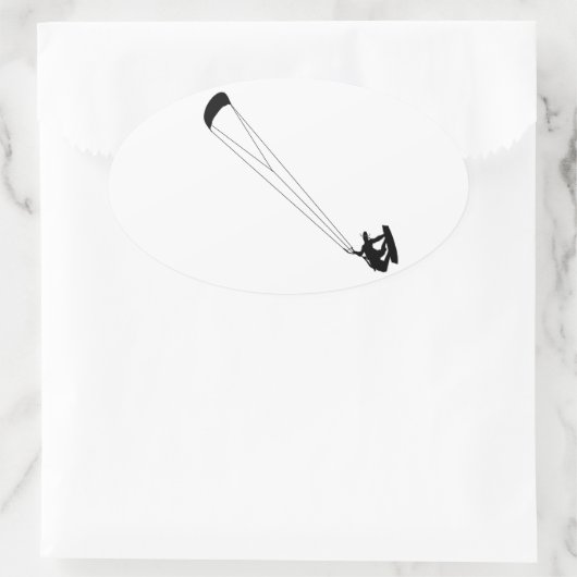 Kitesurfing Cowboy Ovaler Aufkleber (Tasche)