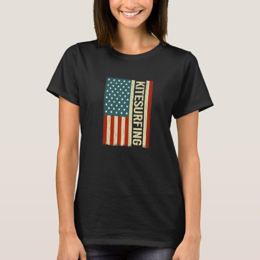 Kitesurfing kiter USA Flag Kiteboarding Kitesurf f T-Shirt (Vorderseite)