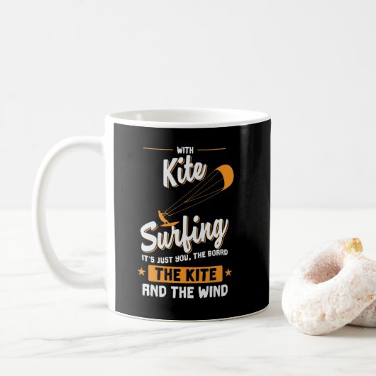 Kitesurfing mit Board und Wind Kaffeetasse (Mit Donut)