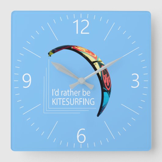 Kitesurfing Quadratische Wanduhr (Vorderseite)