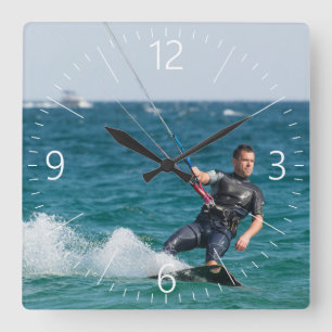Kitesurfing Quadratische Wanduhr