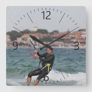 Kitesurfing Quadratische Wanduhr