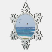 Kitesurfing Schneeflocken Zinn-Ornament (Rechts)