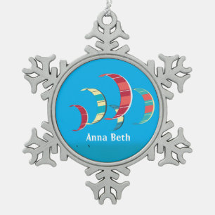 Kitesurfing Snowflake Weihnachtsschmuck mit Zwiebe Schneeflocken Zinn-Ornament