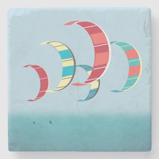 Kitesurfing Steinuntersetzer (Vorderseite)