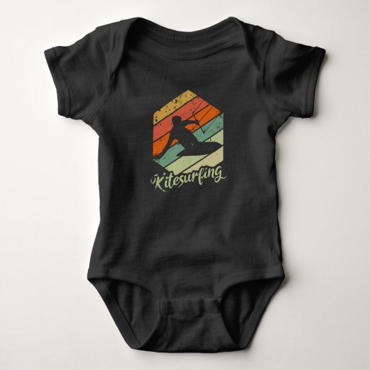 Kitesurfing Vintage Retro Kite Sunset Gift Baby Strampler (Vorderseite)