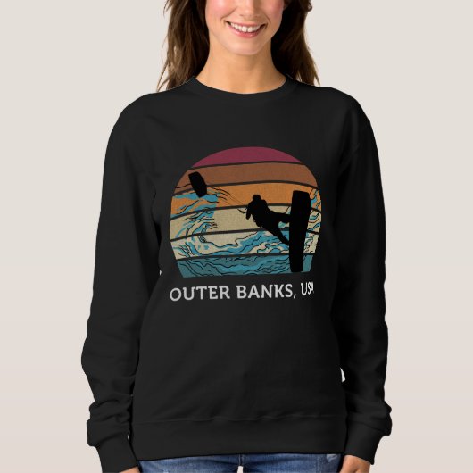 Kitesurfing Vintage Sunset Beach Surfing Outer Ban Sweatshirt (Vorderseite)