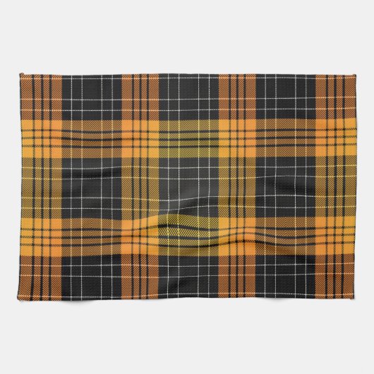 Kitetücher schwarz Orange Fall Halloween Kariert Geschirrtuch (Horizontal)