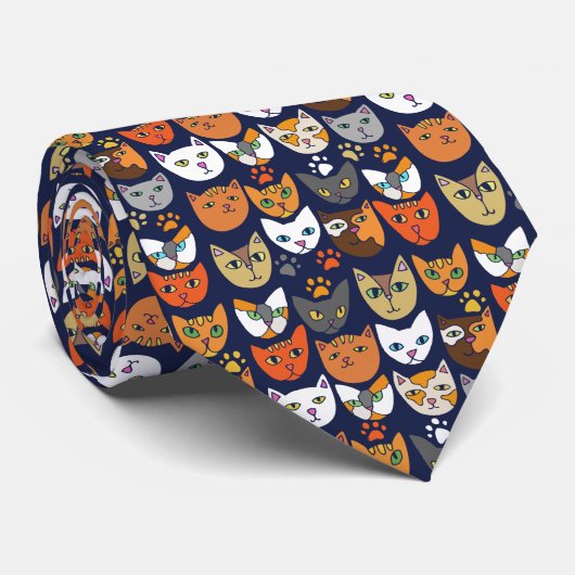 Kitkatzen überall Muster Krawatte (Gerollt)