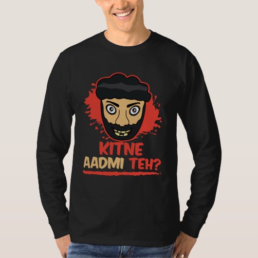 Kitne Aadmi Teh Desi Bollywood Sarcastic  Hindi Pu T-Shirt (Vorderseite)