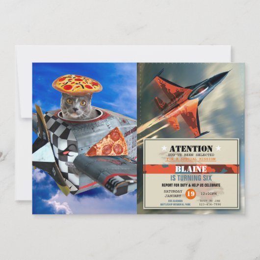 Kitpilot im Flugzeug Einladung (Vorderseite)