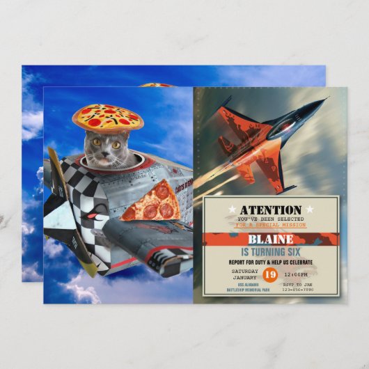 Kitpilot im Flugzeug Einladung (Vorne/Hinten)