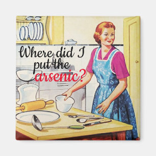 Kitsch 1950er Jahre Vintage mörderische Hausfrau Magnet