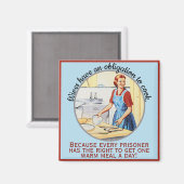 Kitsch 1950er Vintage Hausfrau muss kochen Magnet (Vorderseite/Rückseite)