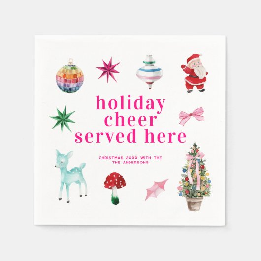 Kitsch Christmas | Holiday Cheer serviert hier Serviette (Vorderseite)