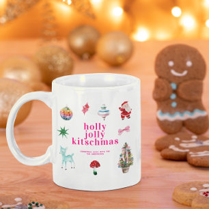 Kitsch Christmas   Retro Holly Jolly Holiday Kaffeetasse